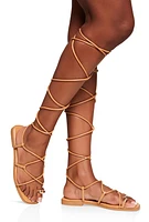 Womens Toe Loop Strappy Gladiator Sandals,