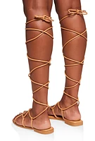 Womens Toe Loop Strappy Gladiator Sandals, Brown, Size 11