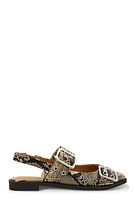 Womens Pointed Toe Double Buckle Slingback Flats, Multi, Size 6