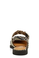 Womens Pointed Toe Double Buckle Slingback Flats, Multi, Size 6