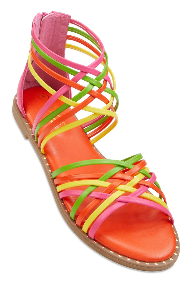 Womens Strappy Gladiator Sandals, Multi,