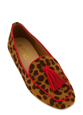 Womens Patterned Tassel Loafers,