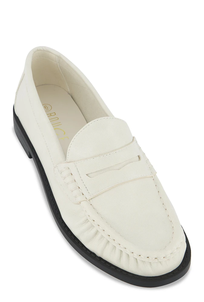 Womens Penny Loafers, White, Size 9