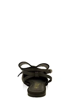 Womens Bow Pointed Toe Ankle Strap Flats,