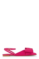 Womens Bow Pointed Toe Ankle Strap Flats, Pink,