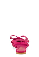 Womens Bow Pointed Toe Ankle Strap Flats, Pink, Size 7