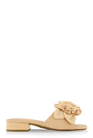 Womens Butterfly Rose Band Slide Sandals, Beige,