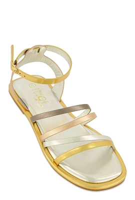 Womens Asymmetrical Strappy Flat Sandals, Multi, Size 7