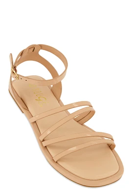 Womens Asymmetrical Strappy Flat Sandals,