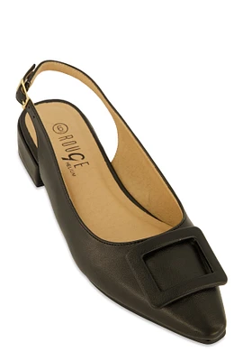 Womens Buckle Strap Low Heel Pumps,