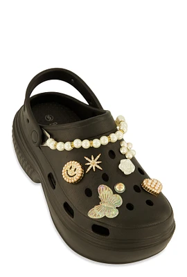 Womens Studded Charm Platform Clogs,