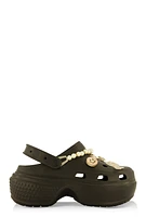 Womens Studded Charm Platform Clogs,