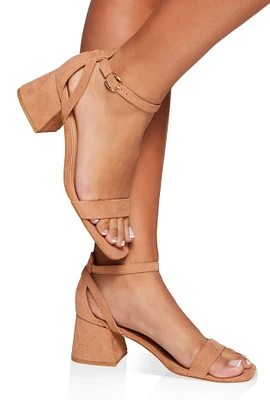 Womens Open Toe Ankle Strap Block Heel Sandals,