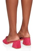 Womens Square Pendant Open Toe Block Heel Mules, Pink, Size 11