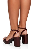 Womens Platform Block Heel Sandals, Burgundy, Size 6.5