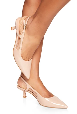Womens Pointed Toe Buckle Strap Kitten Heels,