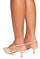 Womens Pointed Toe Buckle Strap Kitten Heels,