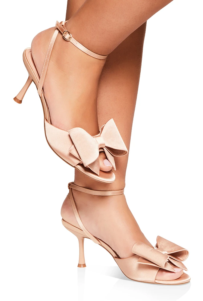 Womens Bow Mid Heel Sandals,