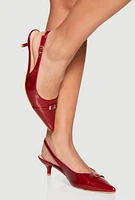 Womens Buckle Sling Back Kitten Heels,