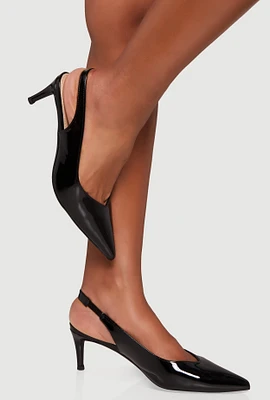 Womens Slingback Pointed Toe Mid Heels,