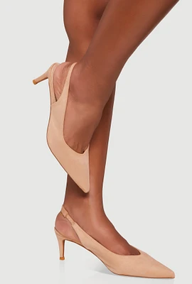 Womens Slingback Pointed Toe Mid Heels,