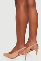Womens Slingback Pointed Toe Mid Heels,