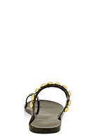 Womens Studded Band Toe Loop Jelly Sandals, Black, Size 7