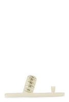 Womens Studded Band Toe Loop Jelly Sandals, White,