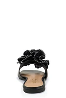 Womens Plisse Beaded Trim Band Slide Sandals,