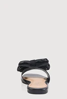 Womens Organza Double Bow Band Slide Sandals,