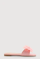 Womens Organza Double Bow Band Slide Sandals, Pink, Size 7