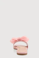 Womens Organza Double Bow Band Slide Sandals, Pink, Size 7