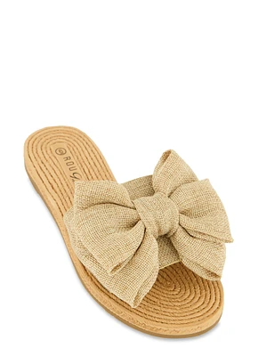 Womens Bow Band Espadrille Slide Sandals,