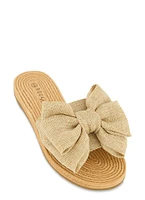 Womens Bow Band Espadrille Slide Sandals,