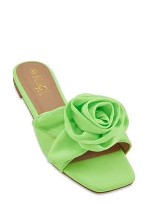 Womens Rose Band Slide Sandals, Green, Size 6