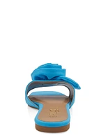 Womens Rose Band Slide Sandals, Blue, Size 7