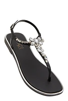 Womens Ankle Strap Gemstone Thong Sandals,