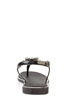 Womens Ankle Strap Gemstone Thong Sandals,