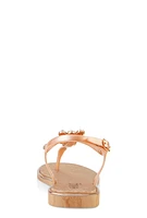 Womens Ankle Strap Gemstone Thong Sandals,