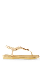 Womens Ankle Strap Gemstone Thong Sandals,