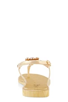 Womens Ankle Strap Gemstone Thong Sandals,