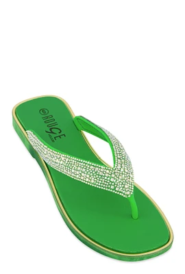 Womens Rhinestone Thong Slide Sandals,