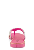 Womens Rhinestone Thong Slide Sandals, Pink, Size 7