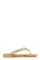 Womens Rhinestone Thong Slide Sandals, Beige, Size 10