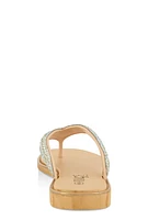Womens Rhinestone Thong Slide Sandals,