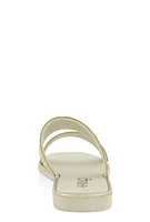 Womens Double Band Rhinestone Slide Sandals, Silver, Size 12