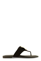 Womens Rhinestone Metallic Pendant Thong Slide Sandals,
