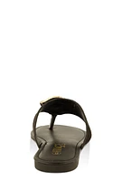 Womens Rhinestone Metallic Pendant Thong Slide Sandals,