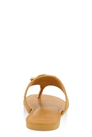 Womens Rhinestone Metallic Pendant Thong Slide Sandals,