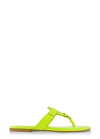Womens Geo Pendant Thong Slide Sandals, Green, Size 7